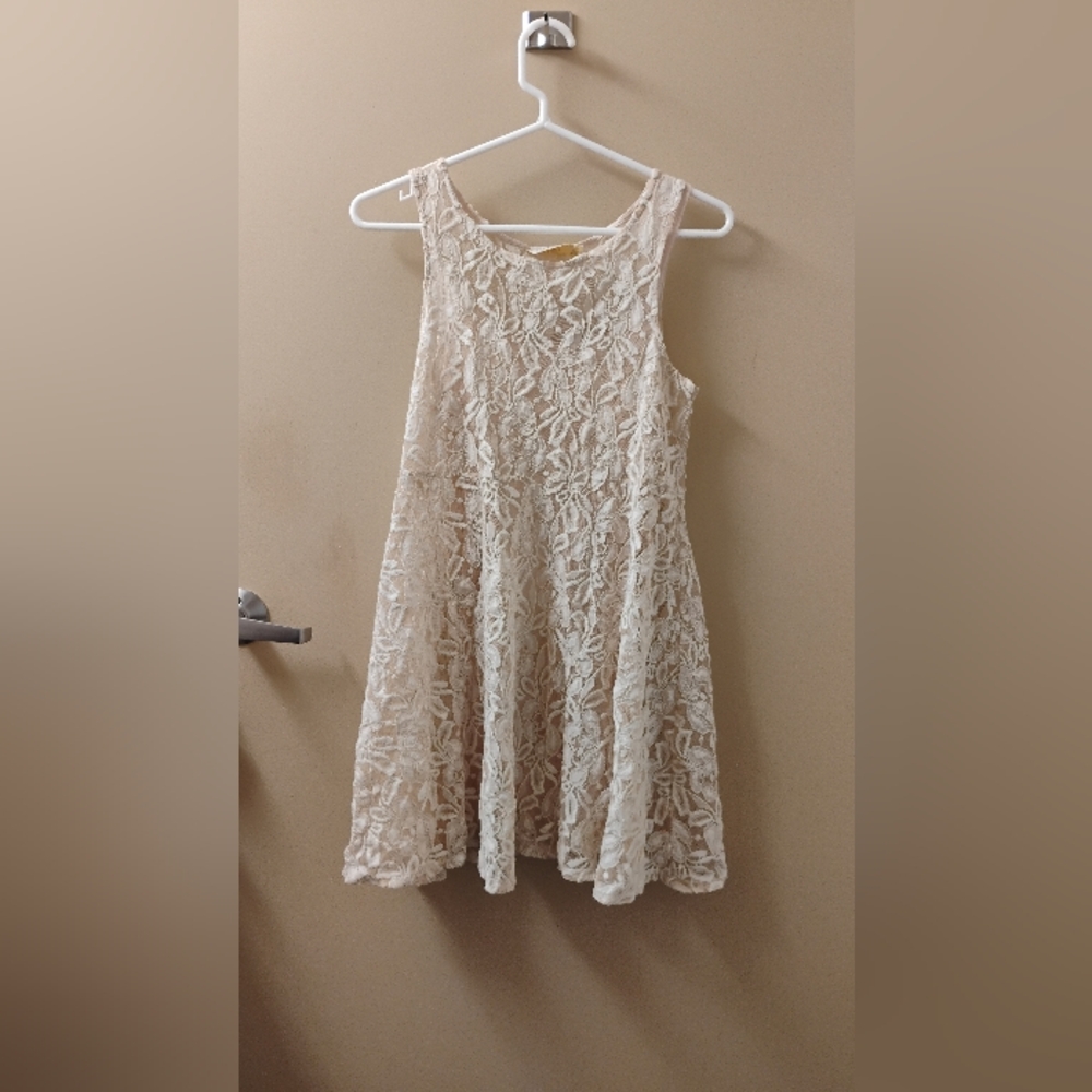 Free People Womens Lace Sleeveless Fit Flare Twee Dress Sz S